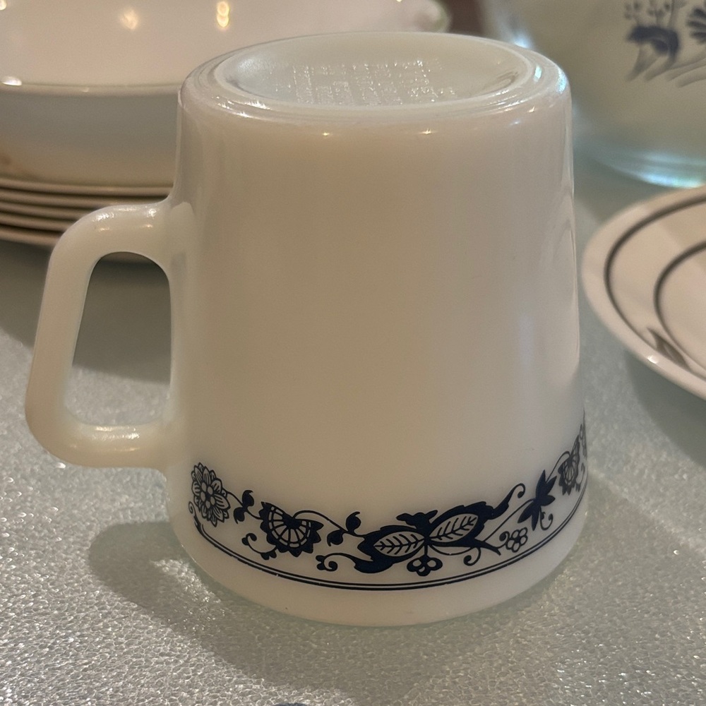 Pyrex White Mug with Navy Floral Pattern